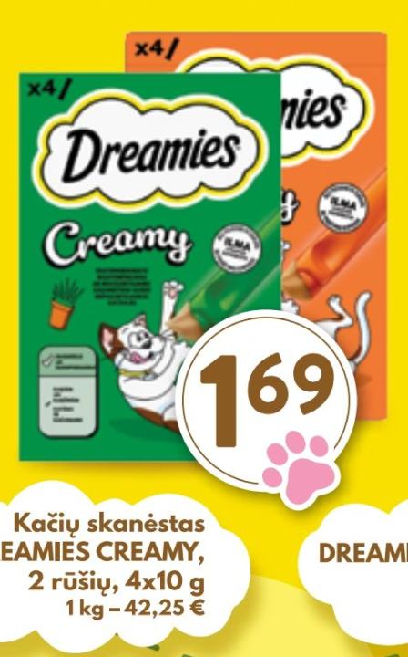 Kačių skanėstas DREAMIES CREAMY, 4 x 10 g