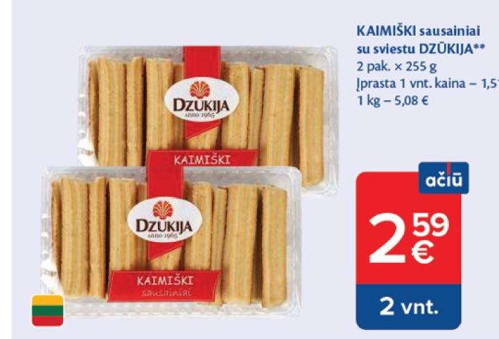 KAIMIŠKI sausainiai su sviestu DZŪKIJA, 2 pak.