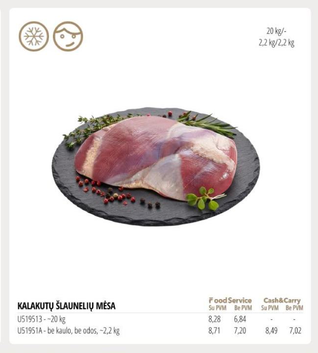KALAKUTŲ ŠLAUNELIŲ MĖSA, ~2.2 kg