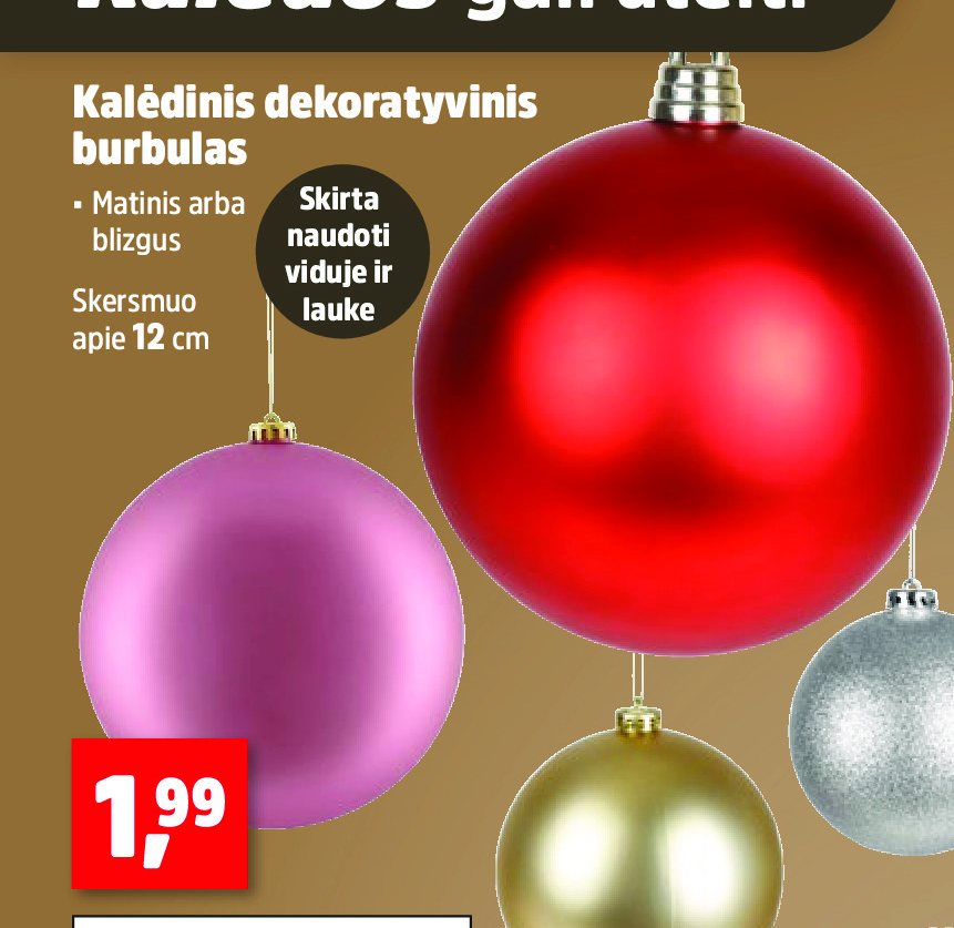 Kalėdinis dekoratyvinis burbulas, 12 cm