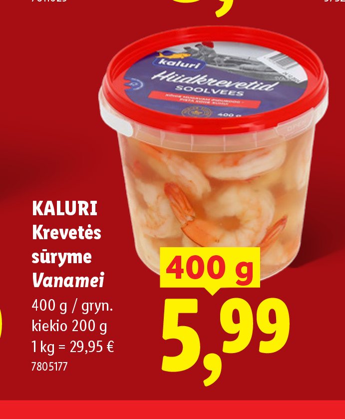 KALURI Krevetės sūryme Vanamei, 400 g