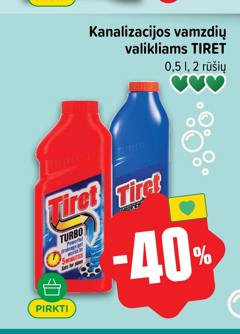 Kanalizacijos vamzdžių valikliams TIRET, 0.5 l