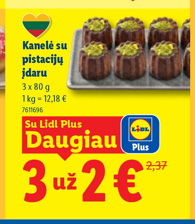 Kanelė su pistacijų įdaru, 3 x 80 g