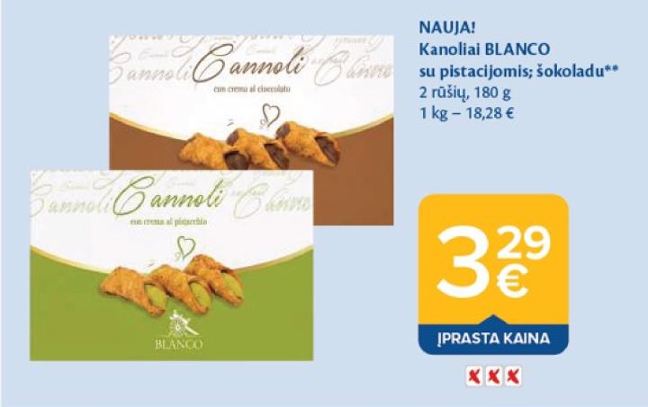 Kanoliai BLANCO su pistacijomis; šokoladu, 180 g