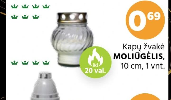Kapų žvakė MOLIŪGĖLIS, 10 cm