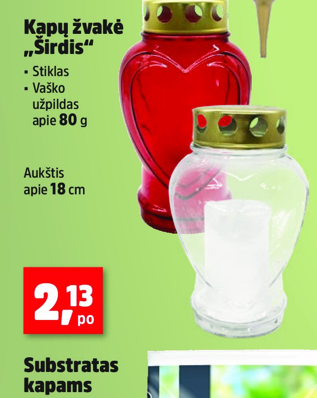 Kapų žvakė „Širdis“, 18 cm