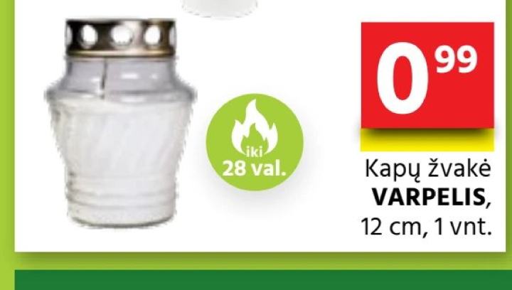 Kapų žvakė VARPELIS, 12 cm