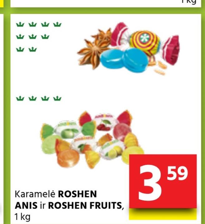 Karamelė ROSHEN ANIS ir ROSHEN FRUITS, 1 kg