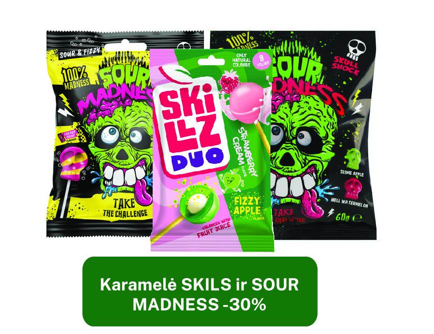 Karamelė SKILS ir SOUR MADNESS