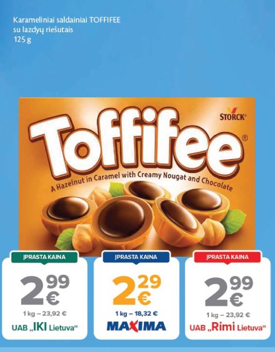 Karameliniai saldainiai TOFFIFEE, 125 g