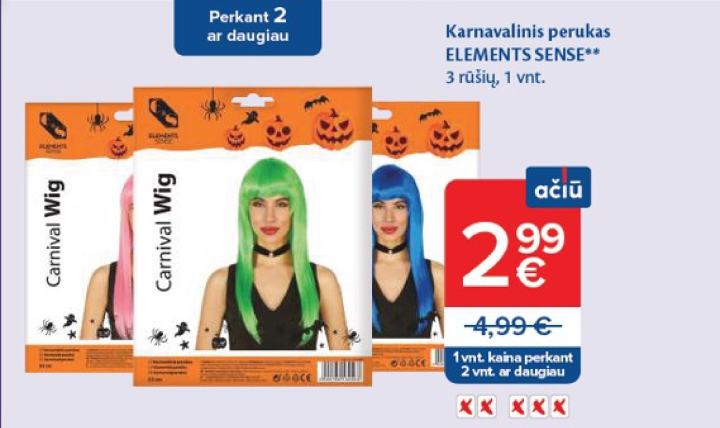 Karnavalinis perukas ELEMENTS SENSE, 1 vnt