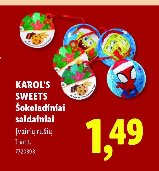 KAROL'S SWEETS Šokoladiniai saldainiai, 1 vnt
