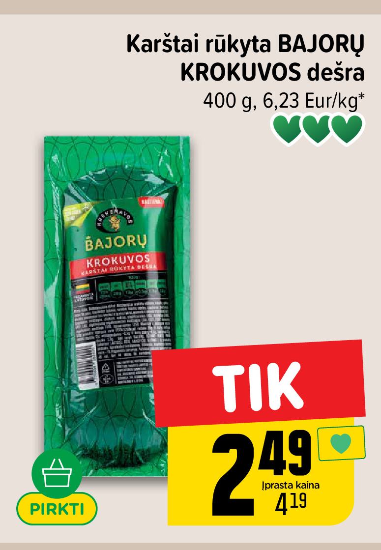 Karštai rūkyta BAJORŲ KROKUVOS dešra, 400 g