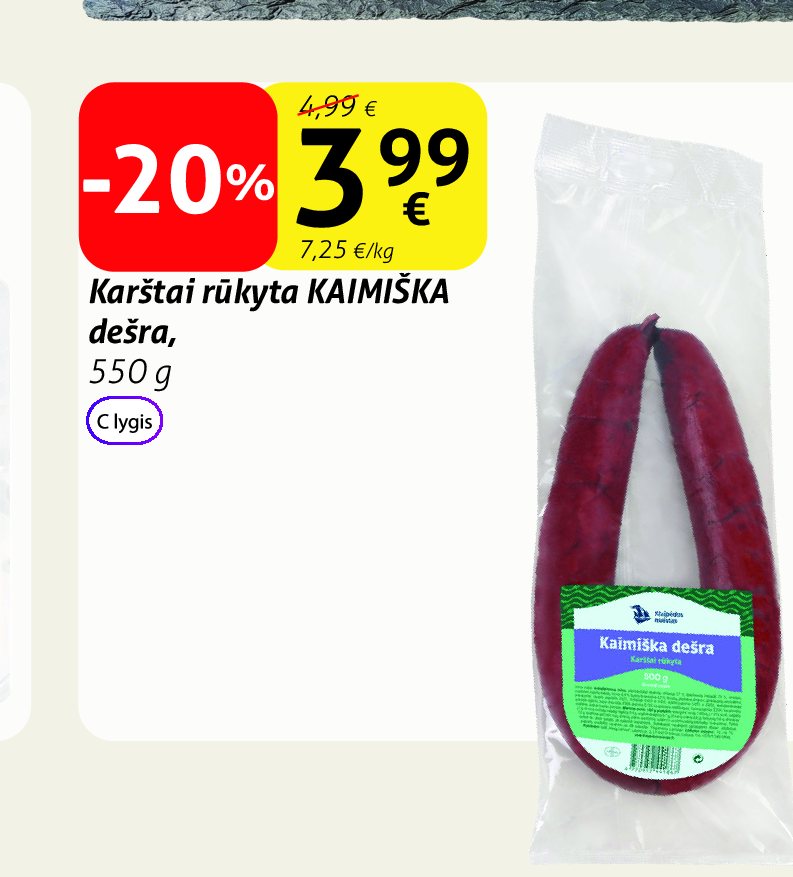 Karštai rūkyta KAIMIŠKA dešra, 550 g
