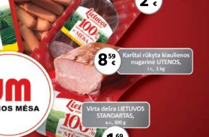 Karštai rūkyta kiaulienos nugarinė UTENOS, 1 kg