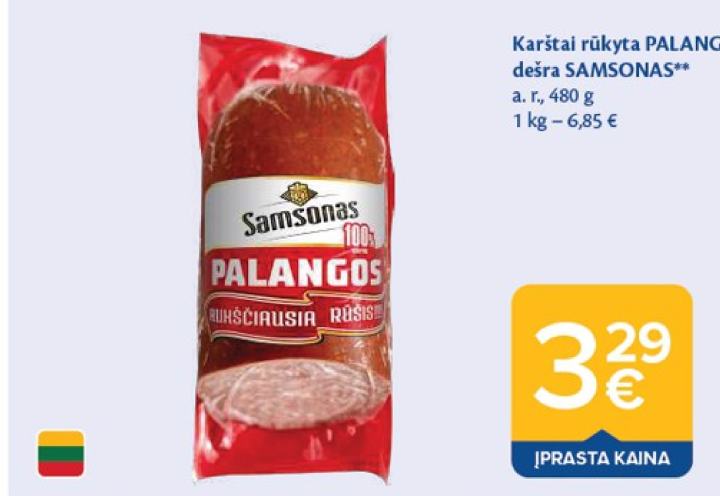 Karštai rūkyta PALANGOS dešra SAMSONAS, 480 g