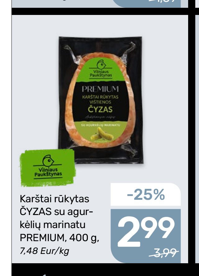 Karštai rūkytas ČYZAS su agurkėlių marinatu PREMIUM, 400 g