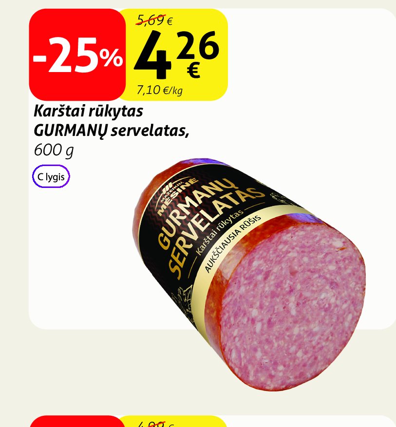 Karštai rūkytas GURMANŲ servelatas, 600 g