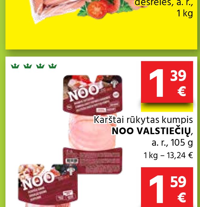 Karštai rūkytas kumpis NOO VALSTIEČIŲ, 105 g