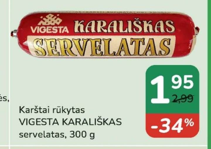 Karštai rūkytas VIGESTA KARALIŠKAS servelatas, 300 g