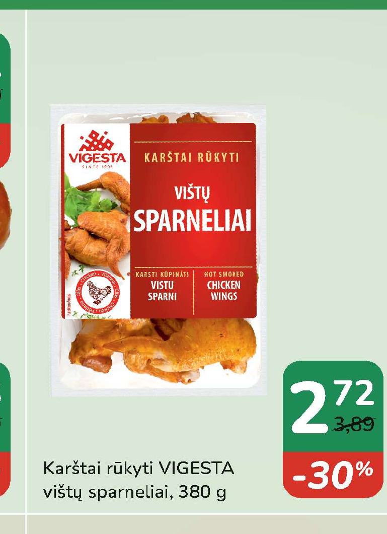 Karštai rūkyti VIGESTA vištų sparneliai, 380 g