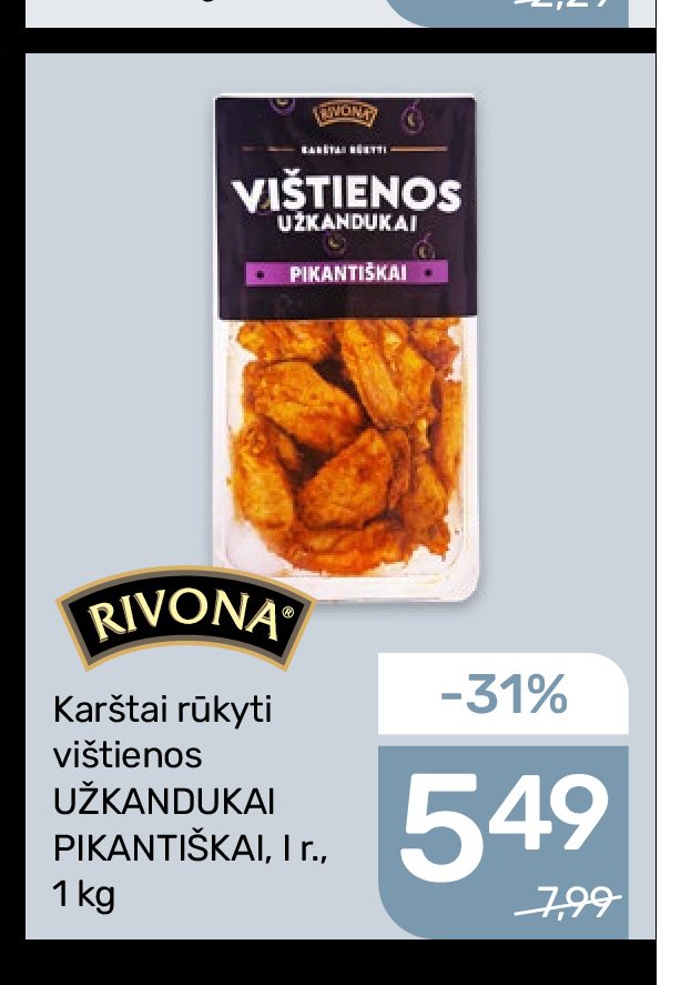 Karštai rūkyti vištienos UŽKANDUKAI PIKANTIŠKAI, 1 kg