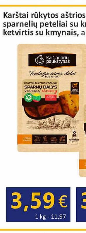 Karštai rūkytos aštrios vid.sparnelių dalys, 300 g