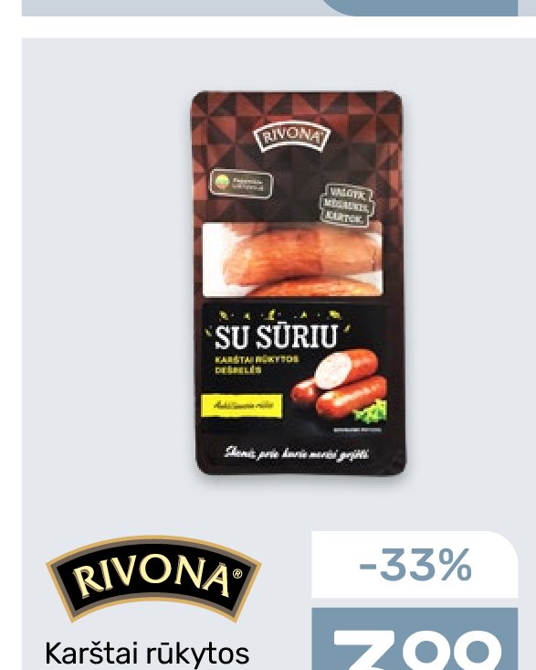 Karštai rūkytos dešrelės SU SŪRIU, 1 kg