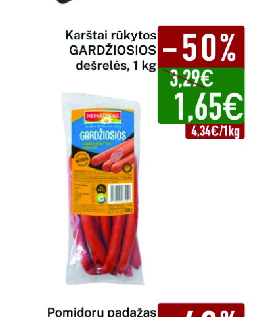 Karštai rūkytos GARDŽIOSIOS dešrelės, 1 kg