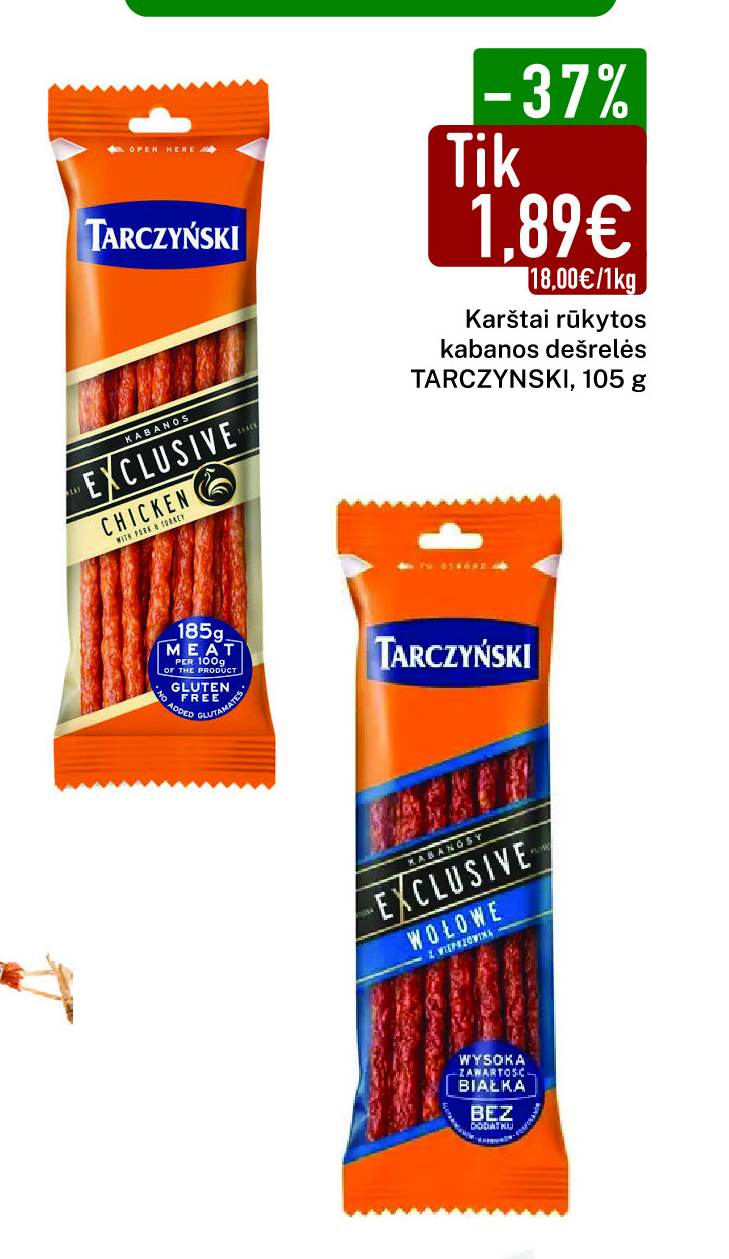 Karštai rūkytos kabanos dešrelės TARCZYNSKI, 105 g