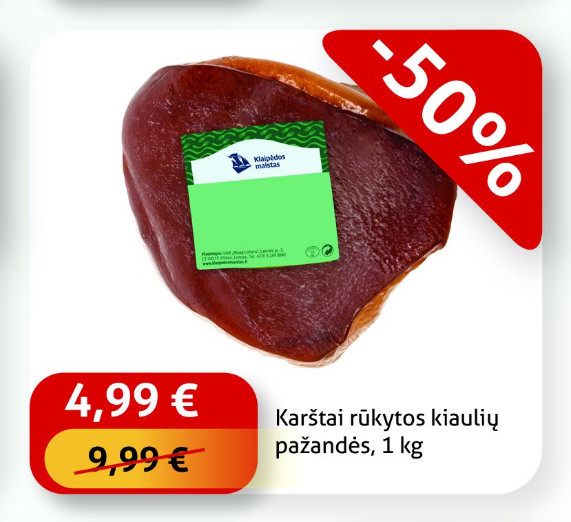 Karštai rūkytos kiaulių pažandės, 1 kg