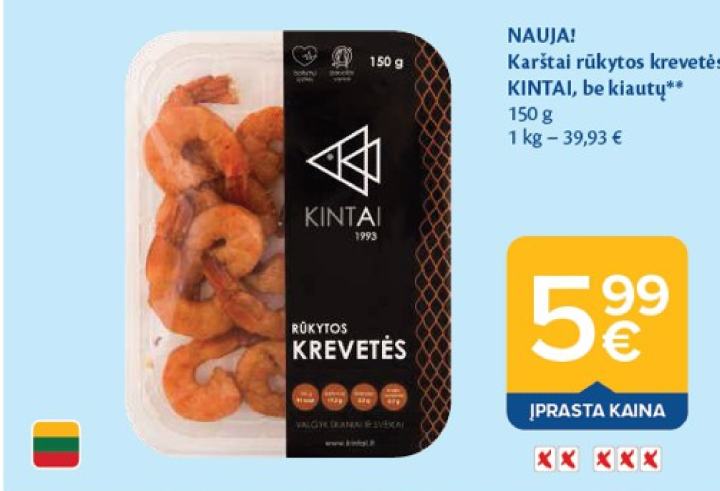 Karštai rūkytos krevetės KINTAI, be kiautų, 150 g