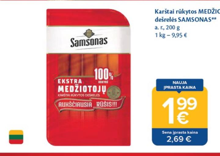 Karštai rūkytos MEDŽIOTOJŲ dešrelės SAMSONAS, 200 g