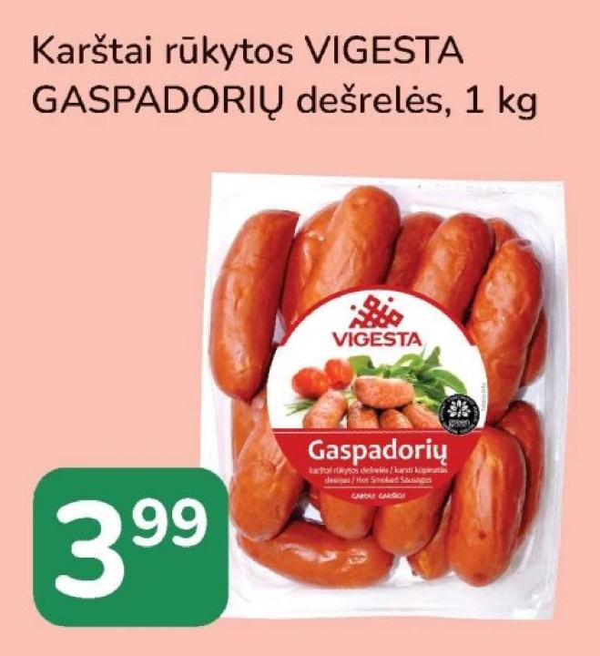 Karštai rūkytos VIGESTA GASPADORIŲ dešrelės, 1 kg