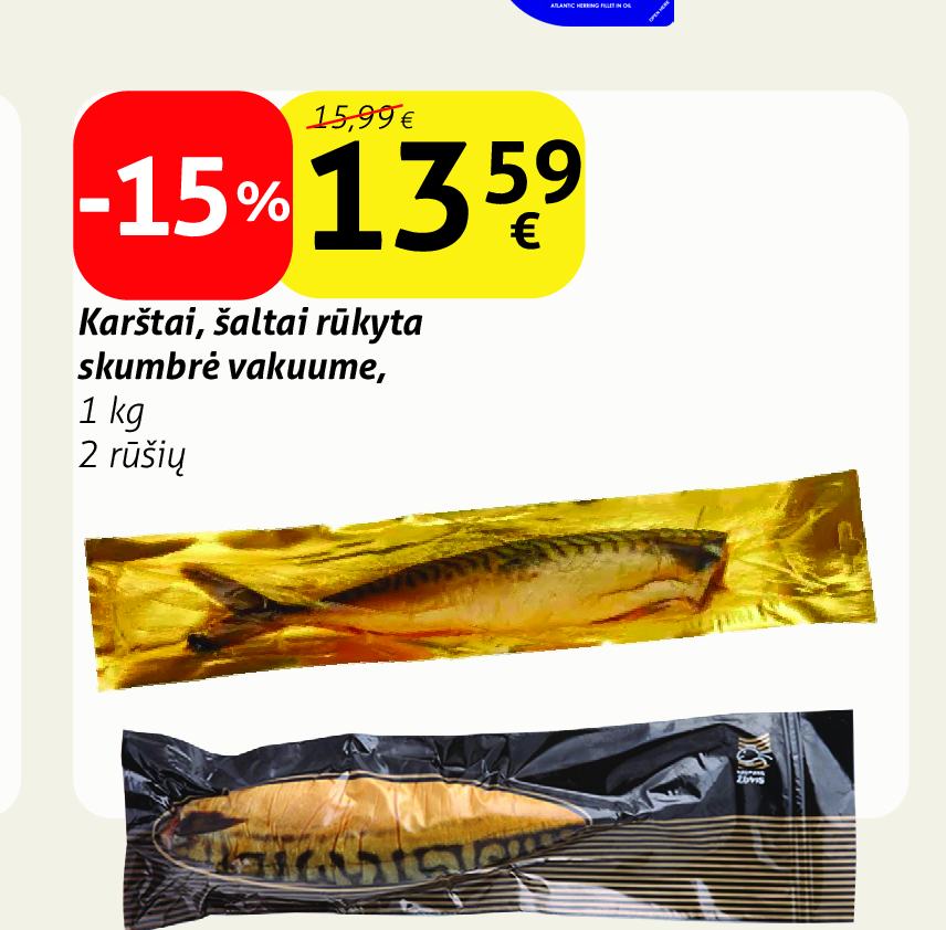 Karštai, šaltai rūkyta skumbrė vakuume, 1 kg