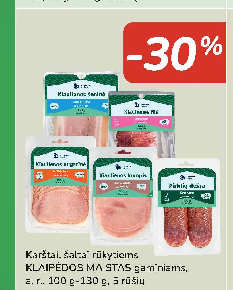 Karštai, šaltai rūkytiems KLAIPĖDOS MAISTAS gaminiams, 100 g-130 g