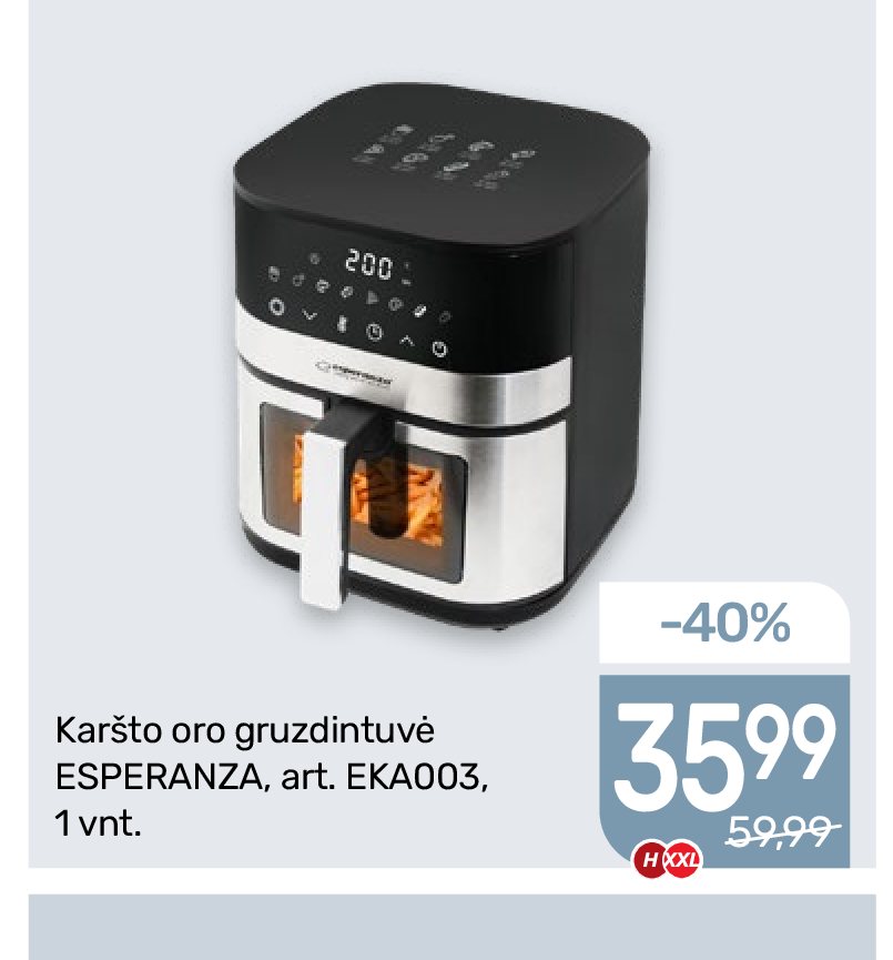 Karšto oro gruzdintuvė ESPERANZA, 1 vnt