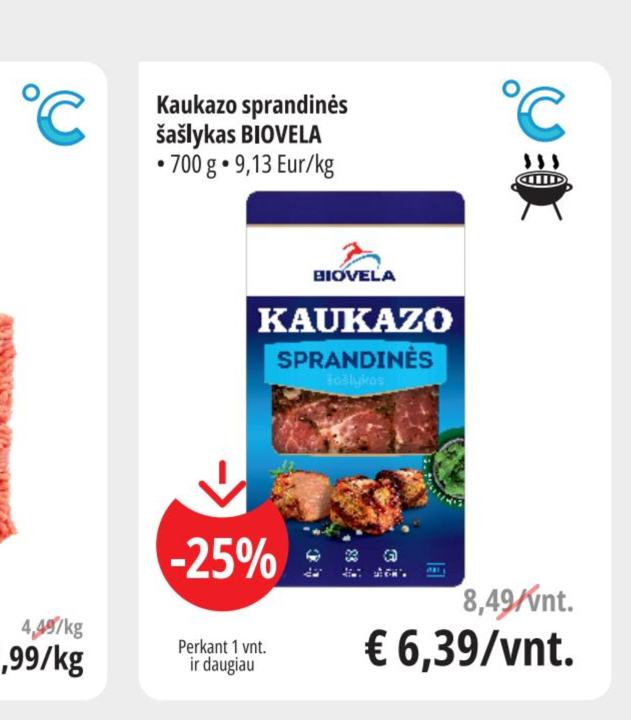 Kaukazo sprandinės šašlykas BIOVELA, 700 g