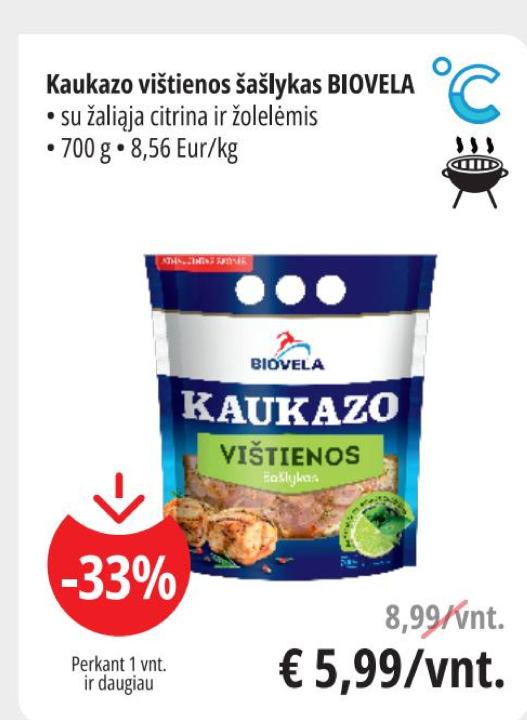 Kaukazo vištienos šašlykas BIOVELA, 700 g