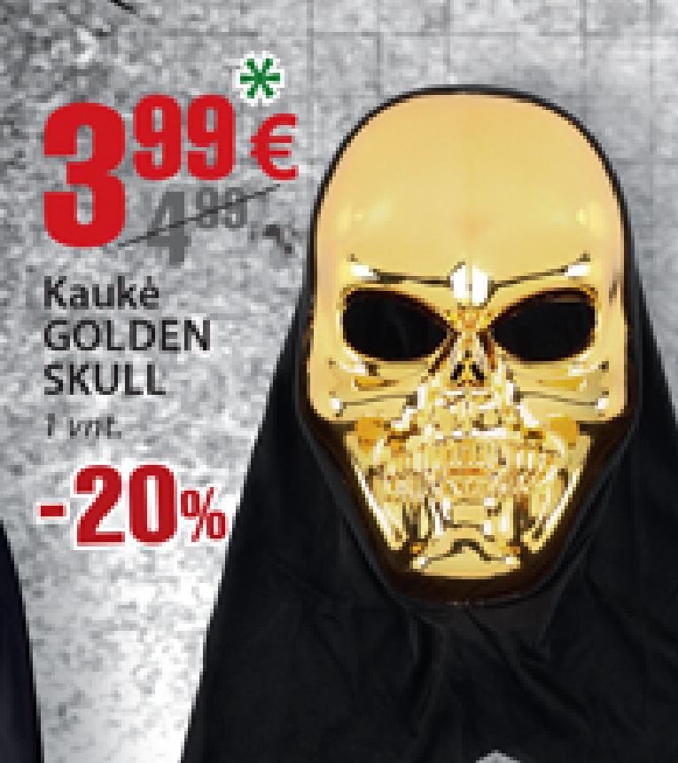 Kaukė GOLDEN SKULL, 1 vnt