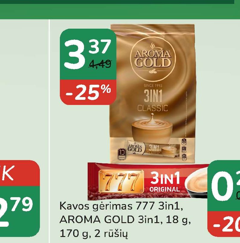 Kavos gėrimas 777 3in1, AROMA GOLD, 18 g