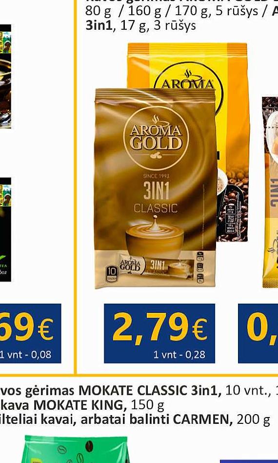 Kavos gėrimas AROMA GOLD 2in1 / 3in1, 80 g