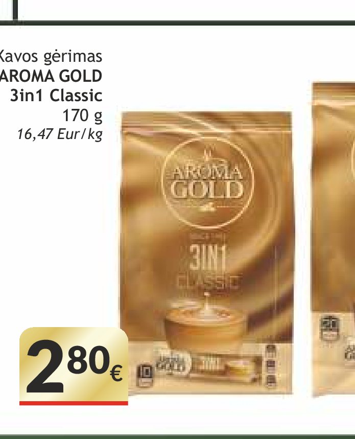 Kavos gėrimas AROMA GOLD 3in1 Classic, 170 g