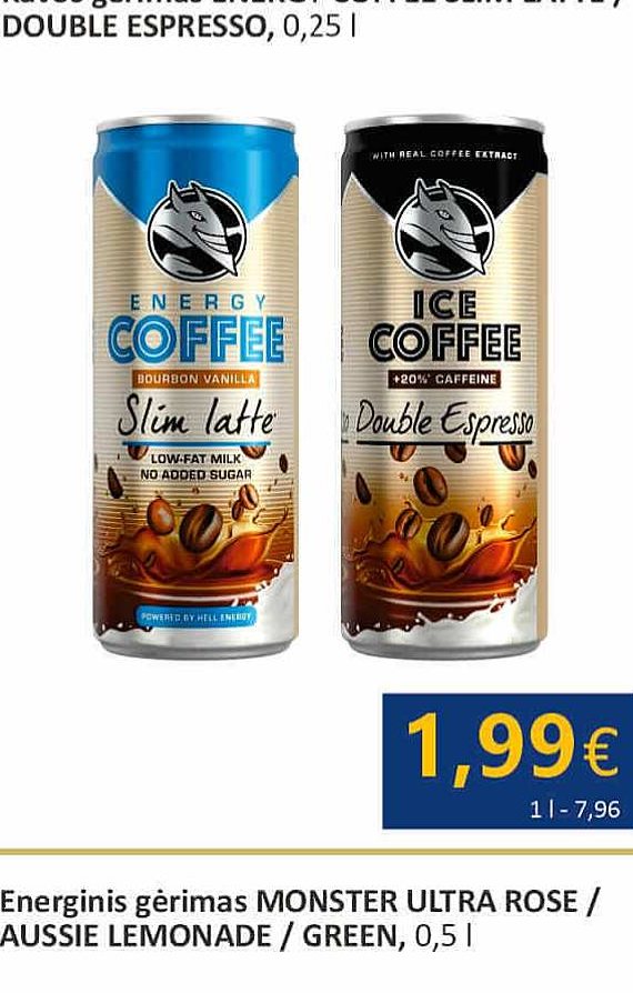Kavos gėrimas ENERGY COFFEE SLIM LATTE / DOUBLE ESPRESSO, 0.25 l