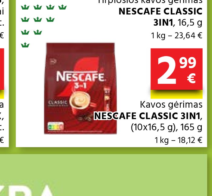 Kavos gėrimas NESCAFE CLASSIC 3IN1, 10 x 16.5 g