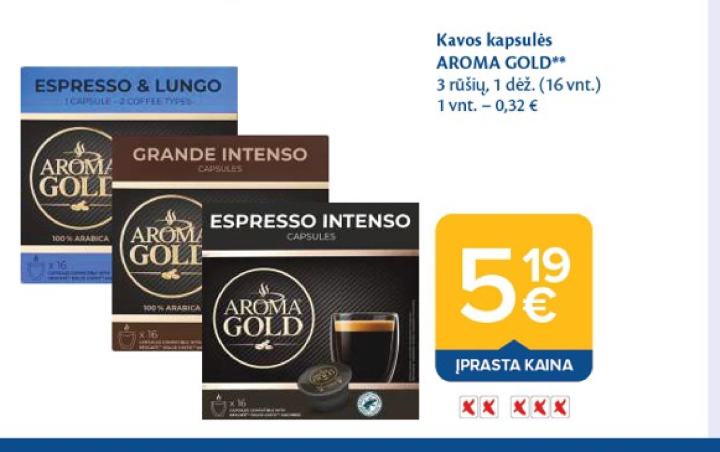 Kavos kapsulės AROMA GOLD, 1 dėž.