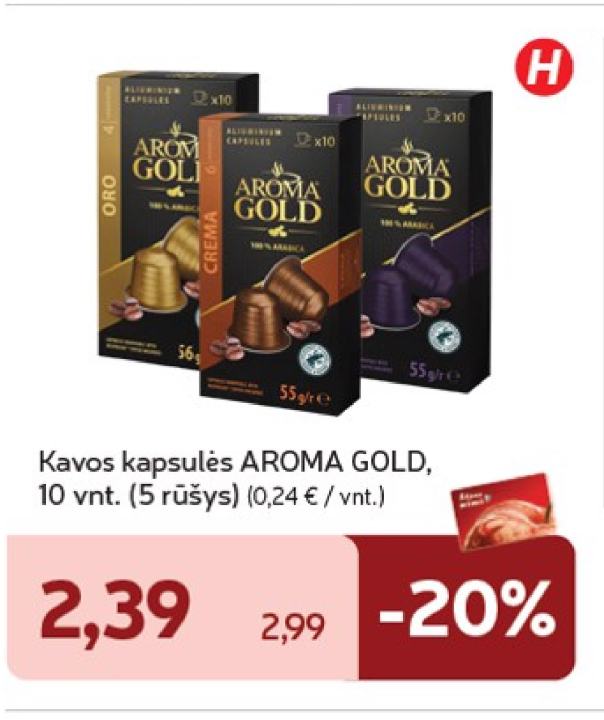 Kavos kapsulės AROMA GOLD, 10 vnt