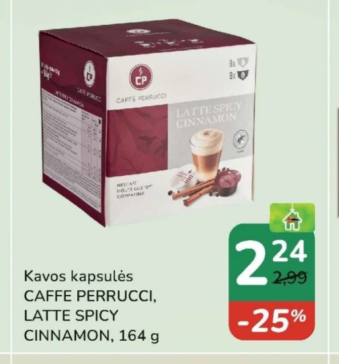 Kavos kapsulės CAFFE PERRUCCI, LATTE SPICY CINNAMON, 164 g