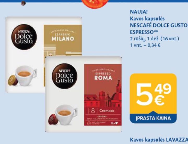 Kavos kapsulės NESCAFÉ DOLCE GUSTO ESPRESSO, 1 dėž.