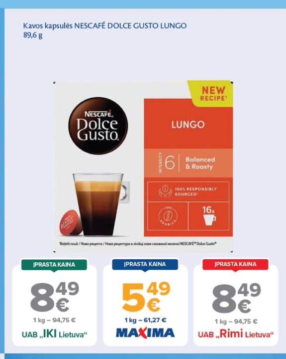 Kavos kapsulės NESCAFÉ DOLCE GUSTO LUNGO, 89.6 g